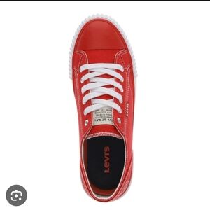 Levi's Red Canvas Sneakers with White Laces And Stitching, Women's Size 8.5M